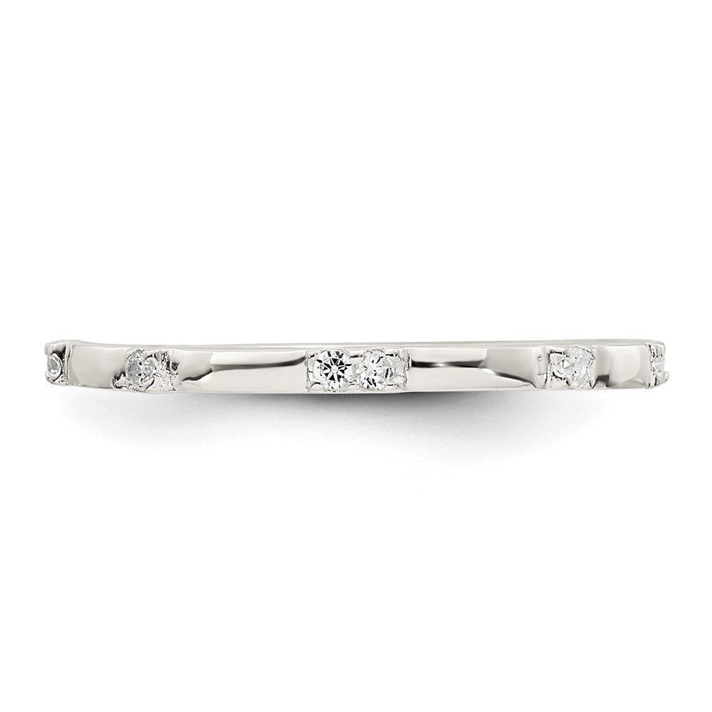 Sterling Silver Polished CZ 1.5mm Band Size 8 Ring