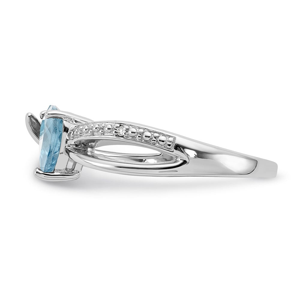 Sterling Silver Heart Shaped Syn March & Diamond Ring