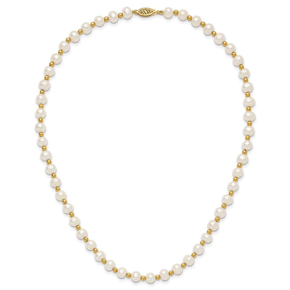 10k 6-7mm White Near Round Freshwater Cultured Pearl Beaded 18 inch Necklace