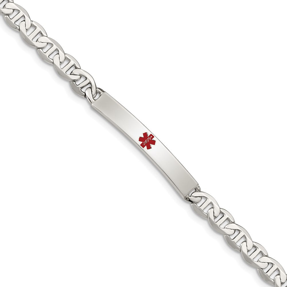 Sterling Silver Polished Medical Anchor Link ID Bracelet 7.5 inches