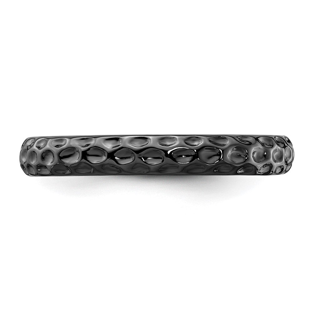Sterling Silver Stackable Expressions Black-plated Ring Size -6