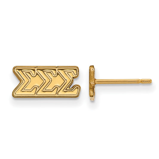 Sterling Silver Gold-plated LogoArt Sigma Sigma Sigma Sorority Greek Letters Extra Small Post Earrings