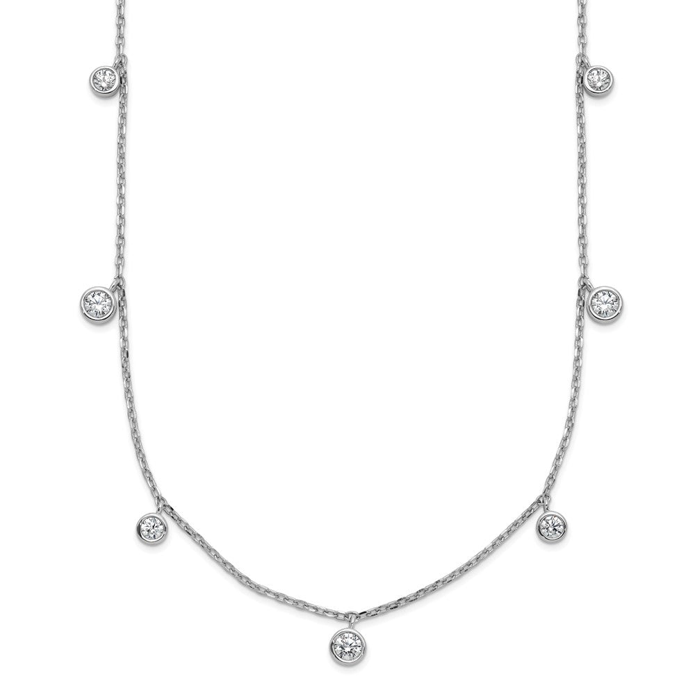 Sterling Shimmer Sterling Silver Rhodium-plated CZ 9 Stone 9 Station 16 inch with 2 inch Extension Necklace 16 Inches
