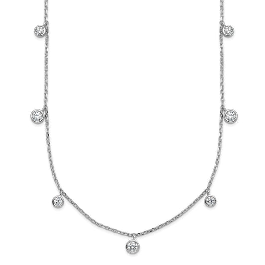 Sterling Shimmer Sterling Silver Rhodium-plated CZ 9 Stone 9 Station 16 inch with 2 inch Extension Necklace 16 Inches