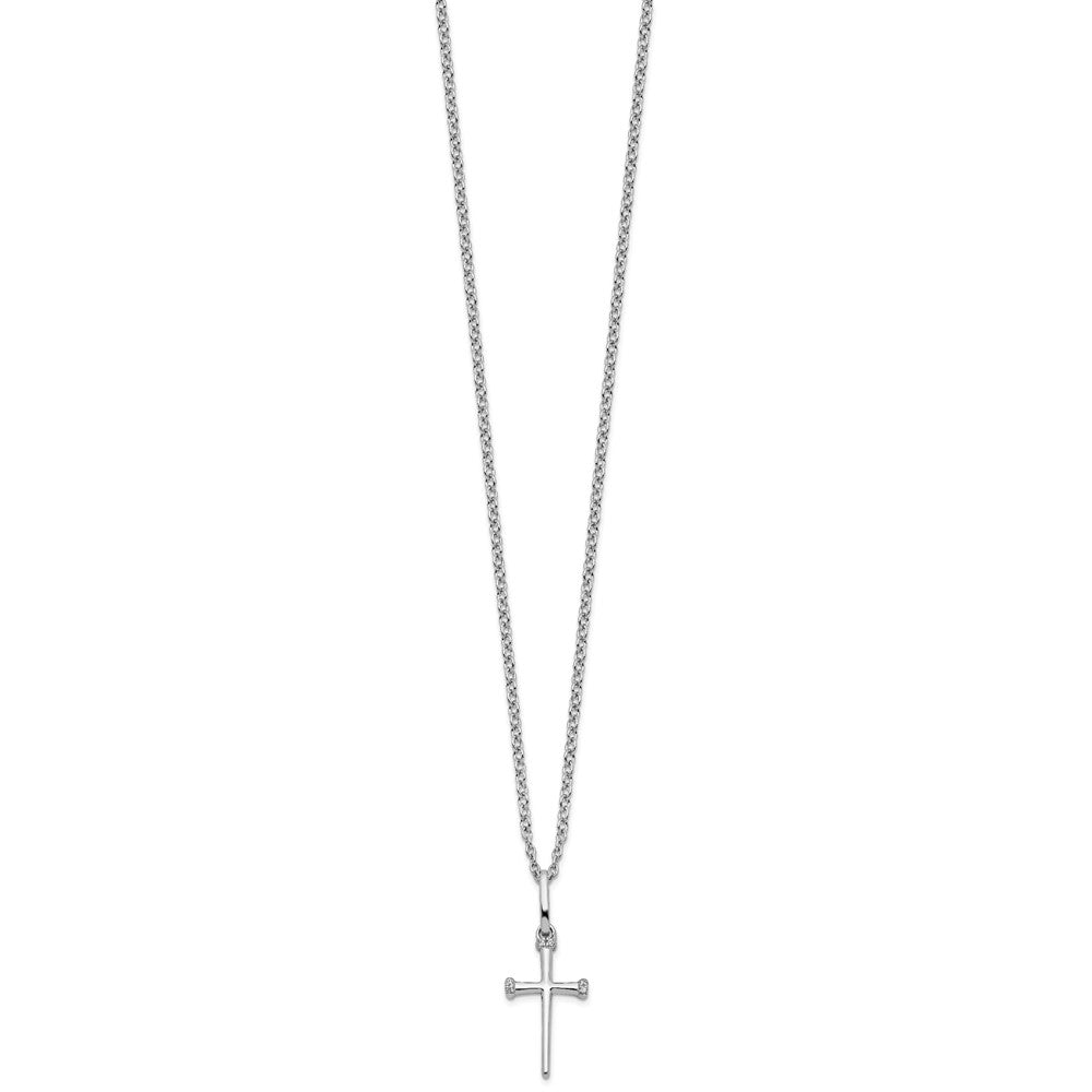White Ice Sterling Silver Rhodium-plated 18 Inch Diamond Cross Necklace with 2 Inch Extender 18 Inches