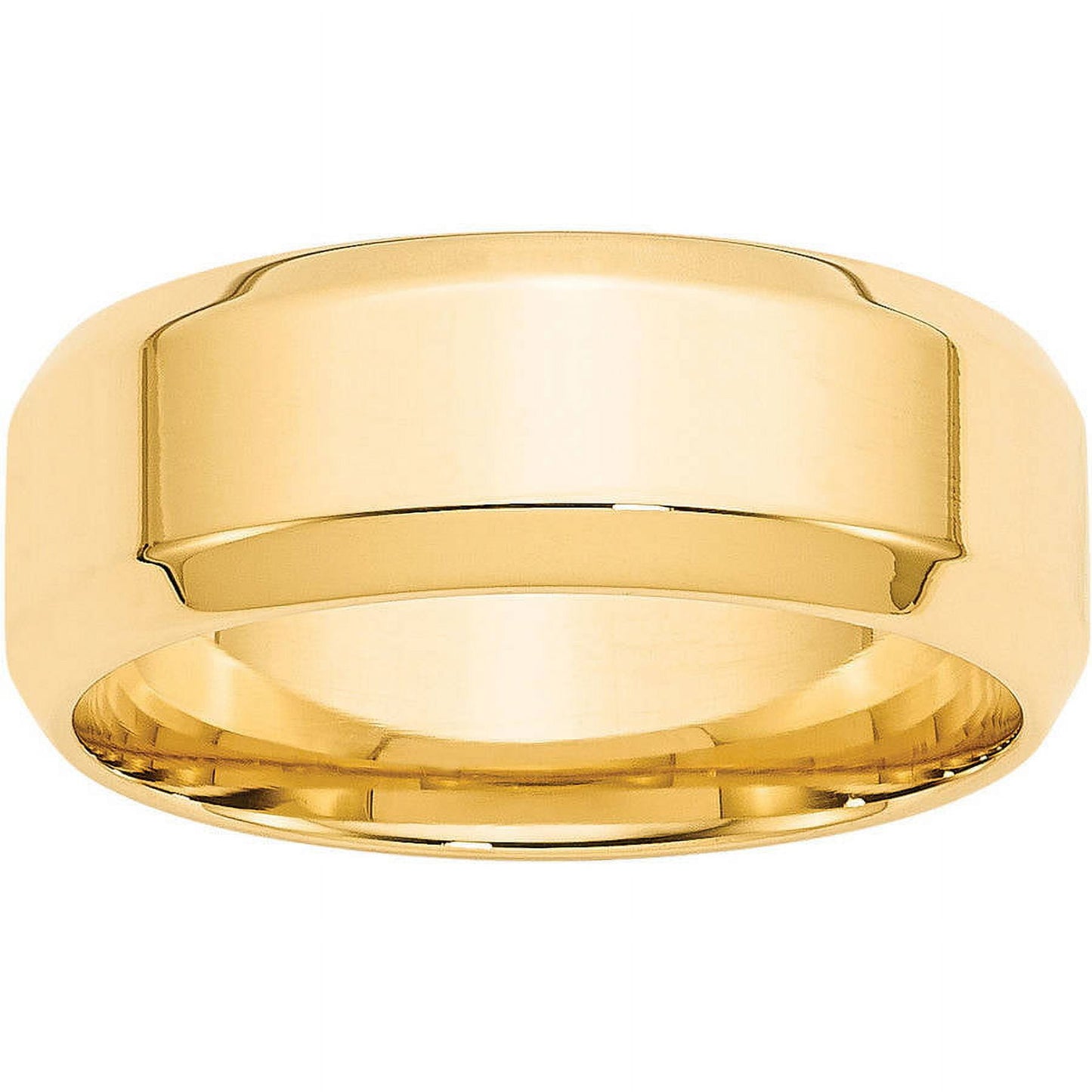 14k Yellow Gold 8mm Beveled Edge Comfort Fit Wedding Band Size 11.5