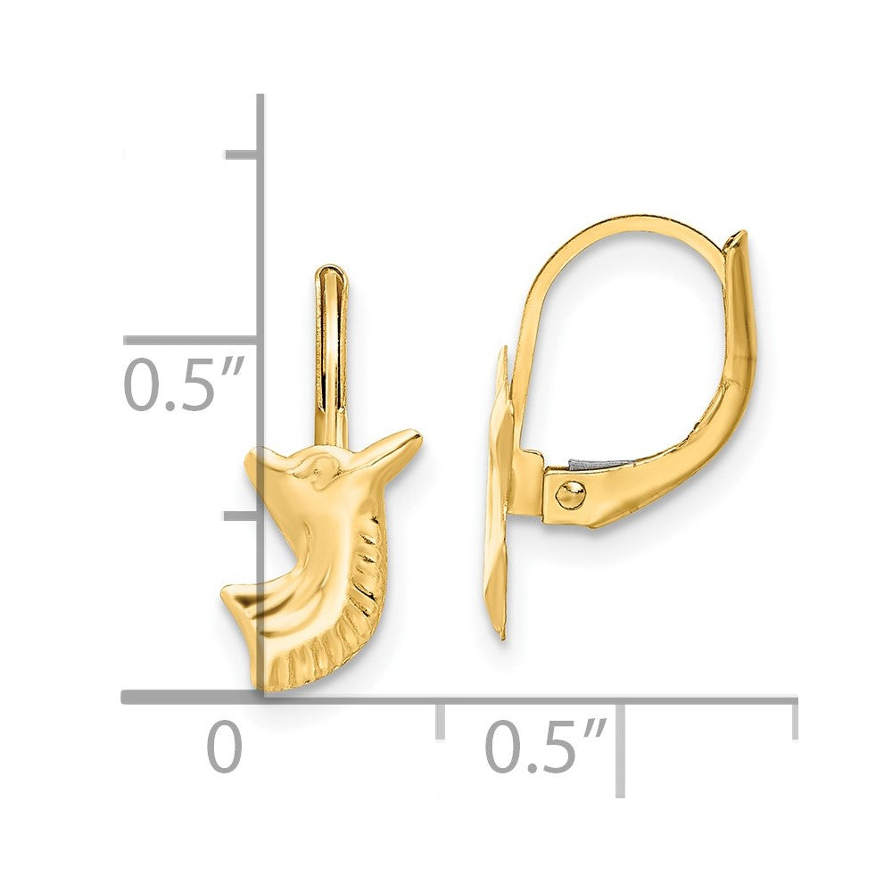 14K Madi K Polished Left and Right Horse Leverback Earrings
