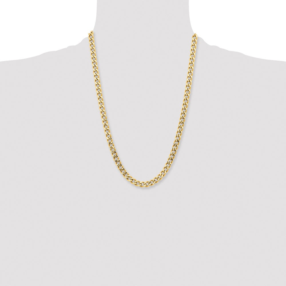 Stainless Steel Polished Yellow IP-plated 7.5mm 24in Curb Chain