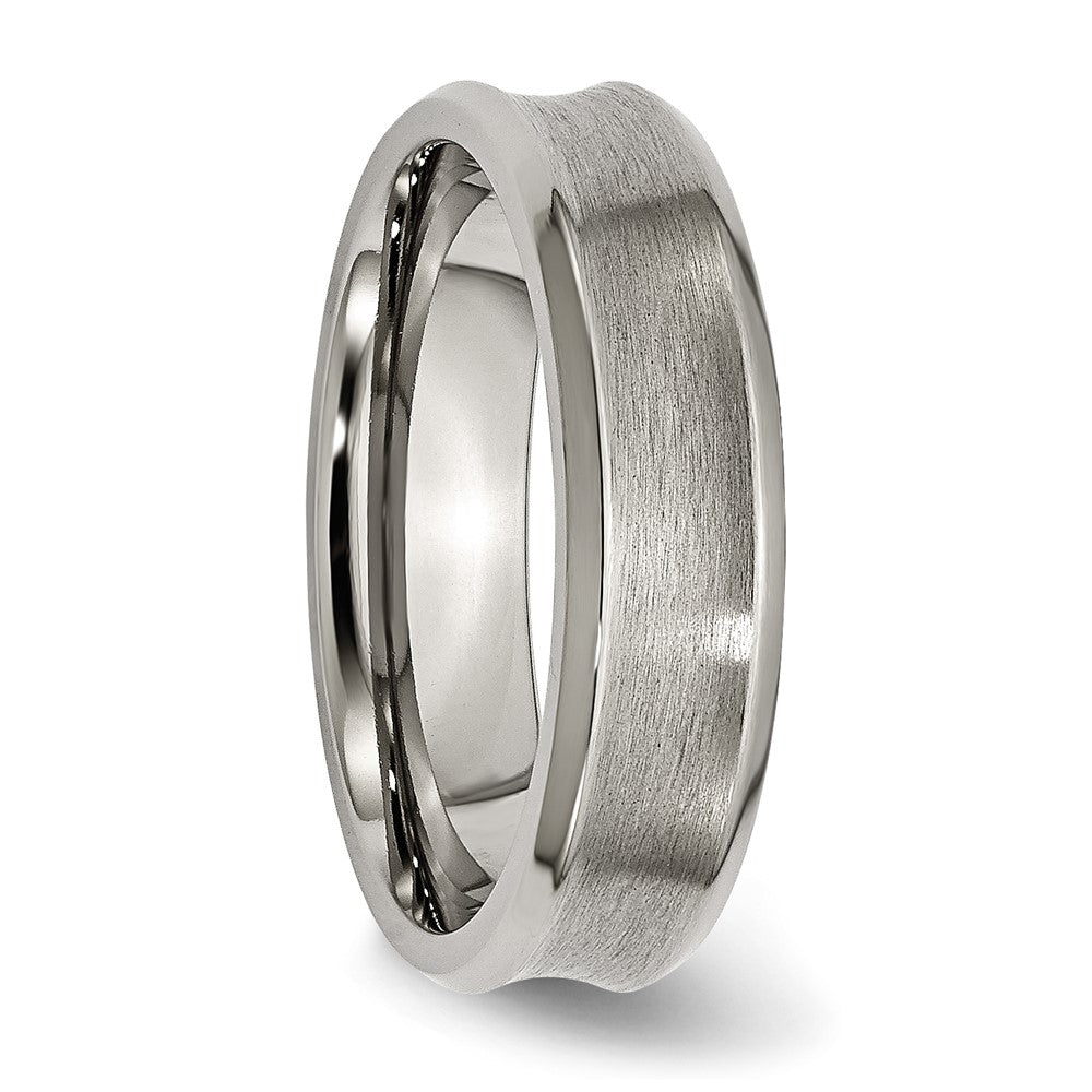 Titanium Brushed & Polished Concave 6mm Beveled Edge Band Size - 11.5