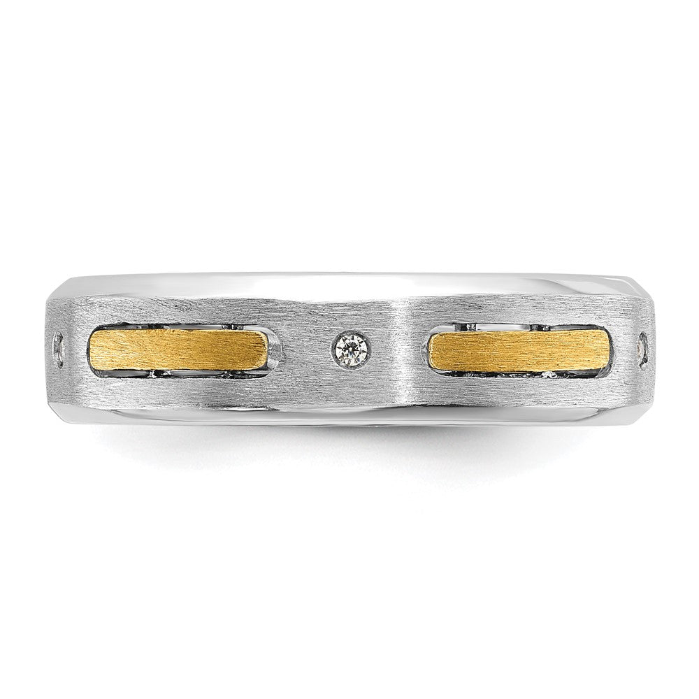 14k Two-tone IBGoodman Men's Polished and Satin Diamond Complete Ring Size 10