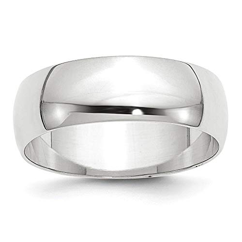 Primal Gold 10 Karat White Gold 7mm Half Round Band Size 8