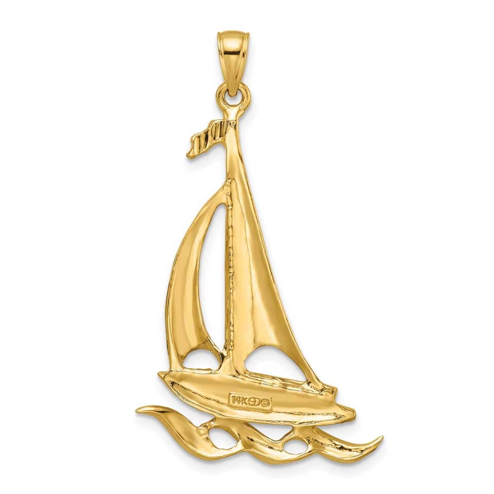 14k Sailboat with Waves Pendant