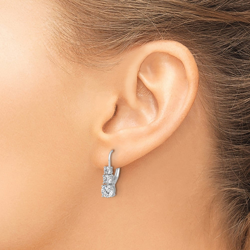 Sterling Shimmer Sterling Silver Rhodium-plated CZ 6 Stone Leverback Earrings
