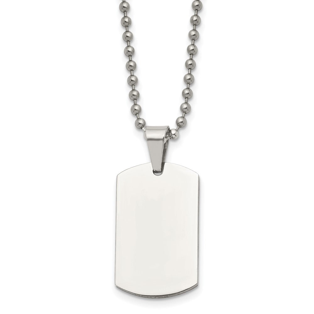 Stainless Steel Brushed & Polished 2mm Reversible Dog Tag 24in Necklace