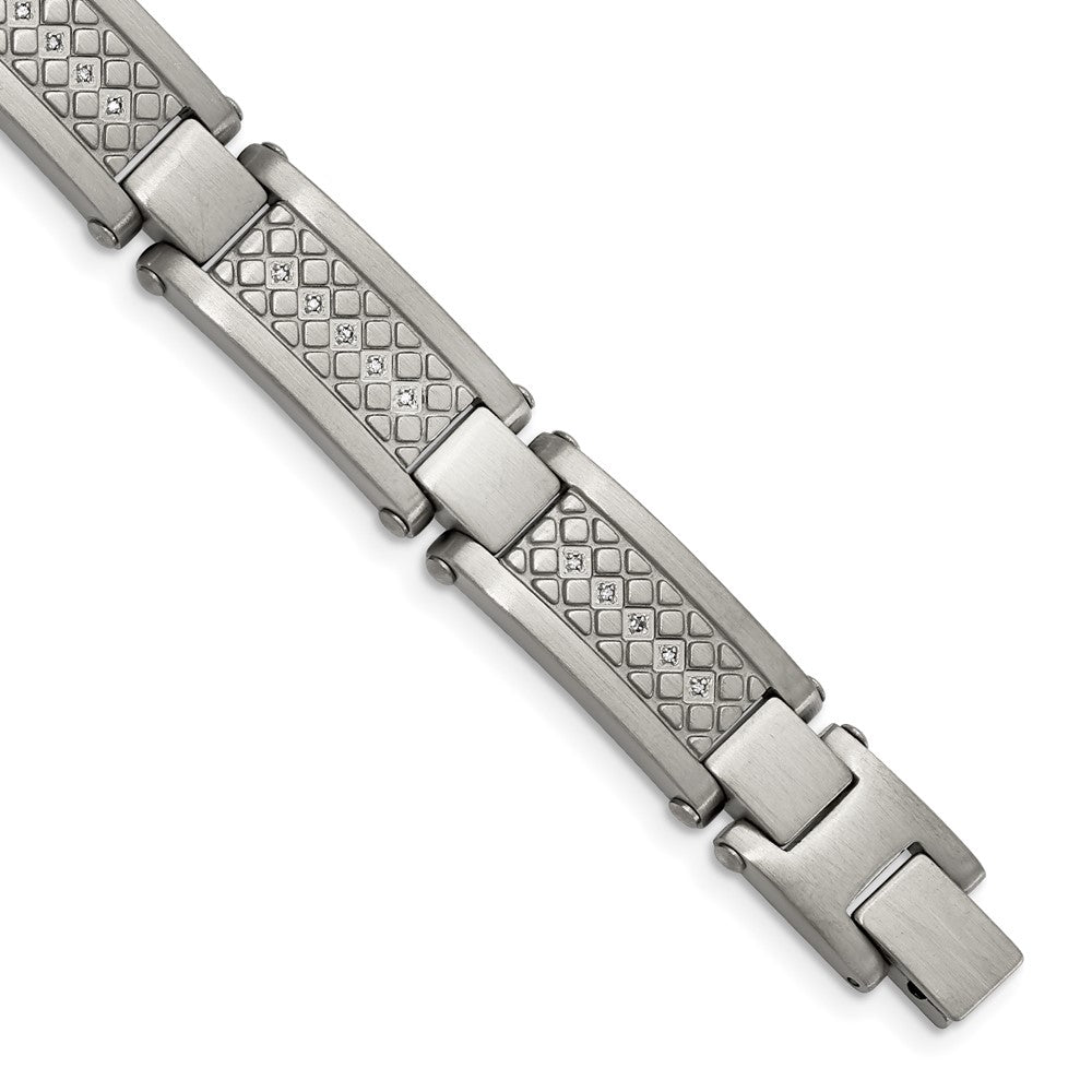 Stainless Steel Antiqued and Matte 1/10ct.tw Diamond 9in Bracelet 9 inches
