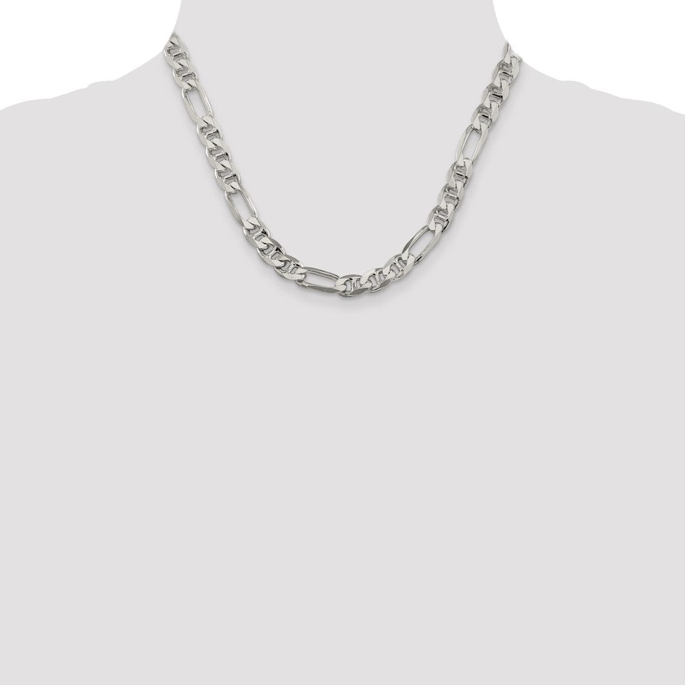 Sterling Silver 8.25mm Figaro Anchor Chain 18 Inches