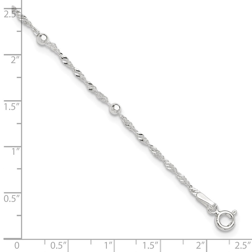 Sterling Silver 10in Plus 1in ext. Anklet 10 inches