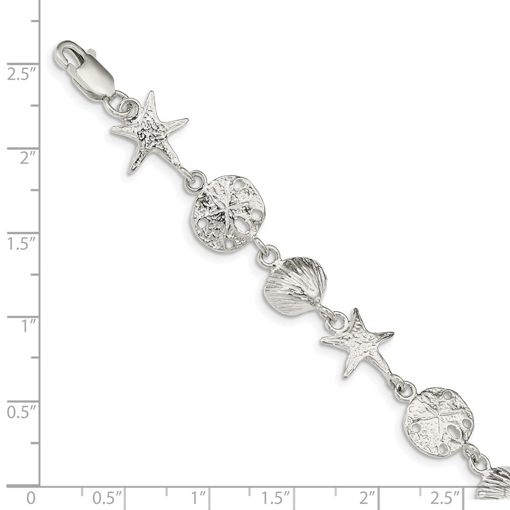 Sterling Silver Seashells Bracelet 8 inches