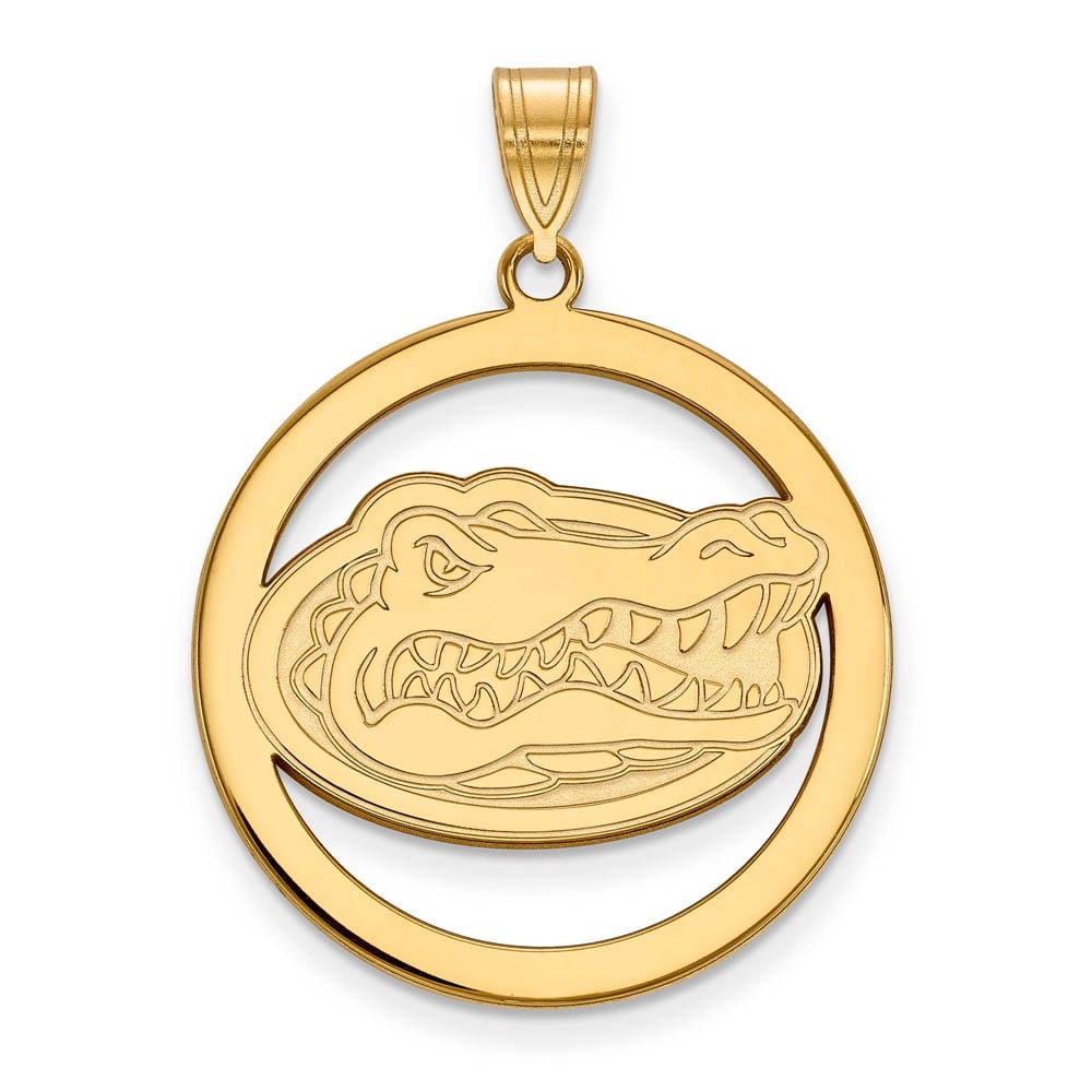 Sterling Silver Gold-plated LogoArt University of Florida Gator Extra Large Circle Pendant QGP034UFL