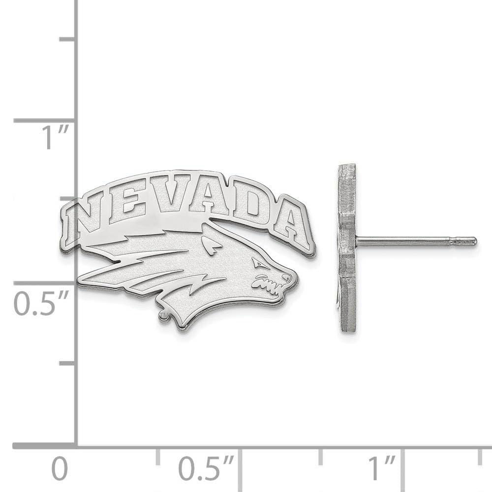 Sterling Silver Rhodium-plated LogoArt University of Nevada-Reno Small Post Earrings Q-SS004UNR