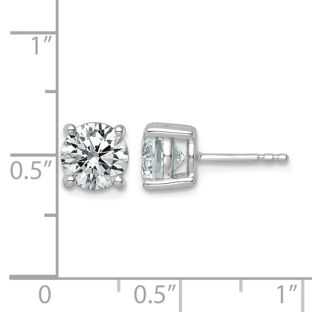 14k White Gold 2 1/2 carat Certified Lab Grown Diamond VS+ F+ Round Complete Four Prong Heavyweight Stud Earrings