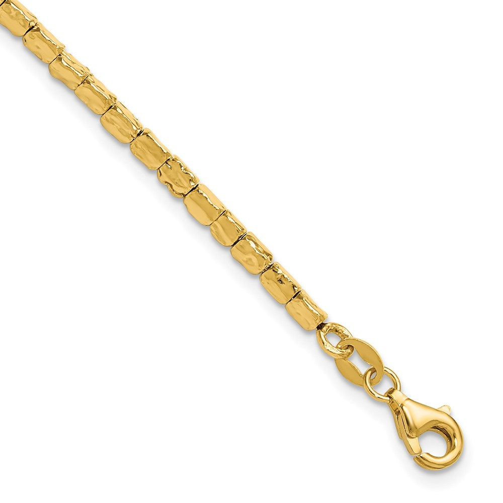 Sterling Silver Gold-plated Polished/Hammered w/1in ext. Bracelet 8  inches