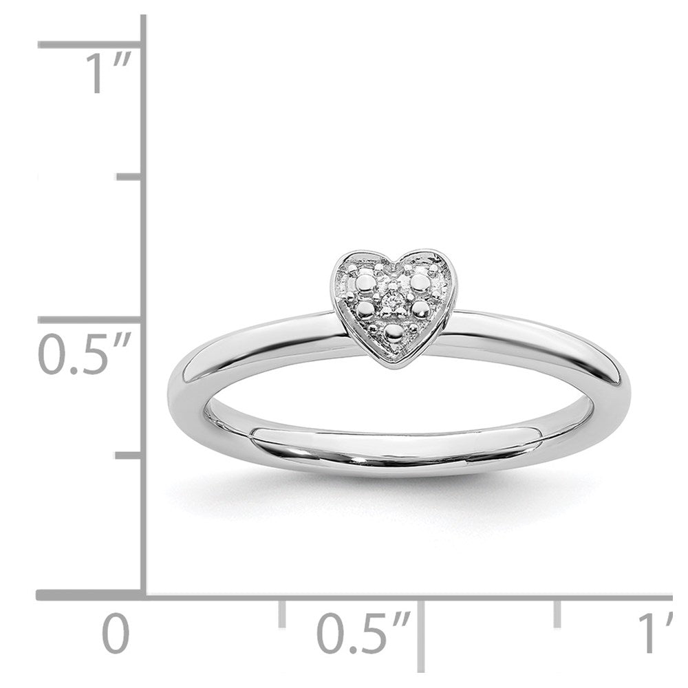 Sterling Silver Stackable Expressions Polished Diamond Heart Ring Size -8