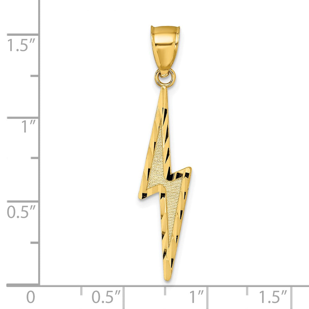 14k Polished Diamond-cut Textured Lighting Bolt Pendant