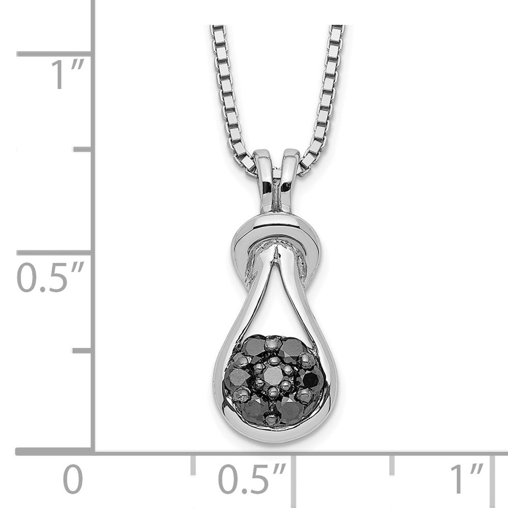 White Night Sterling Silver Rhodium-plated Black Diamond Love Knot 18 Inch Necklace with 2 Inch Extender 18 Inches