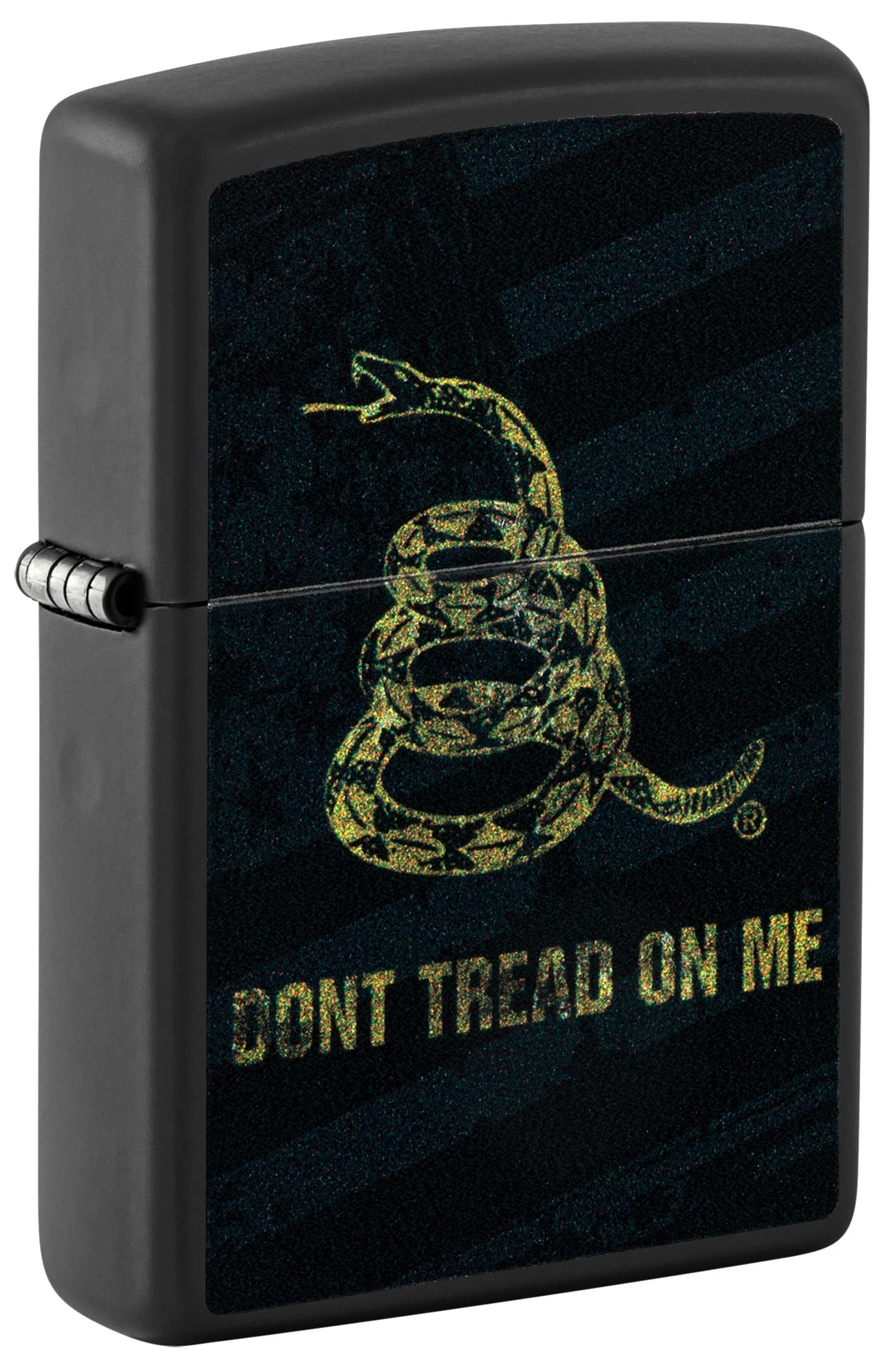 Zippo Don't Tread On Me Snake and Flag Black Matte Pocket Lighter