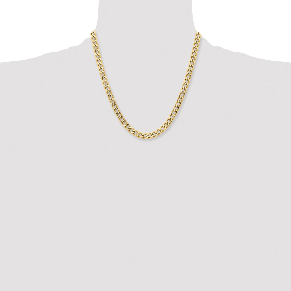 Stainless Steel Polished Yellow IP-plated 7.5mm 20in Curb Chain