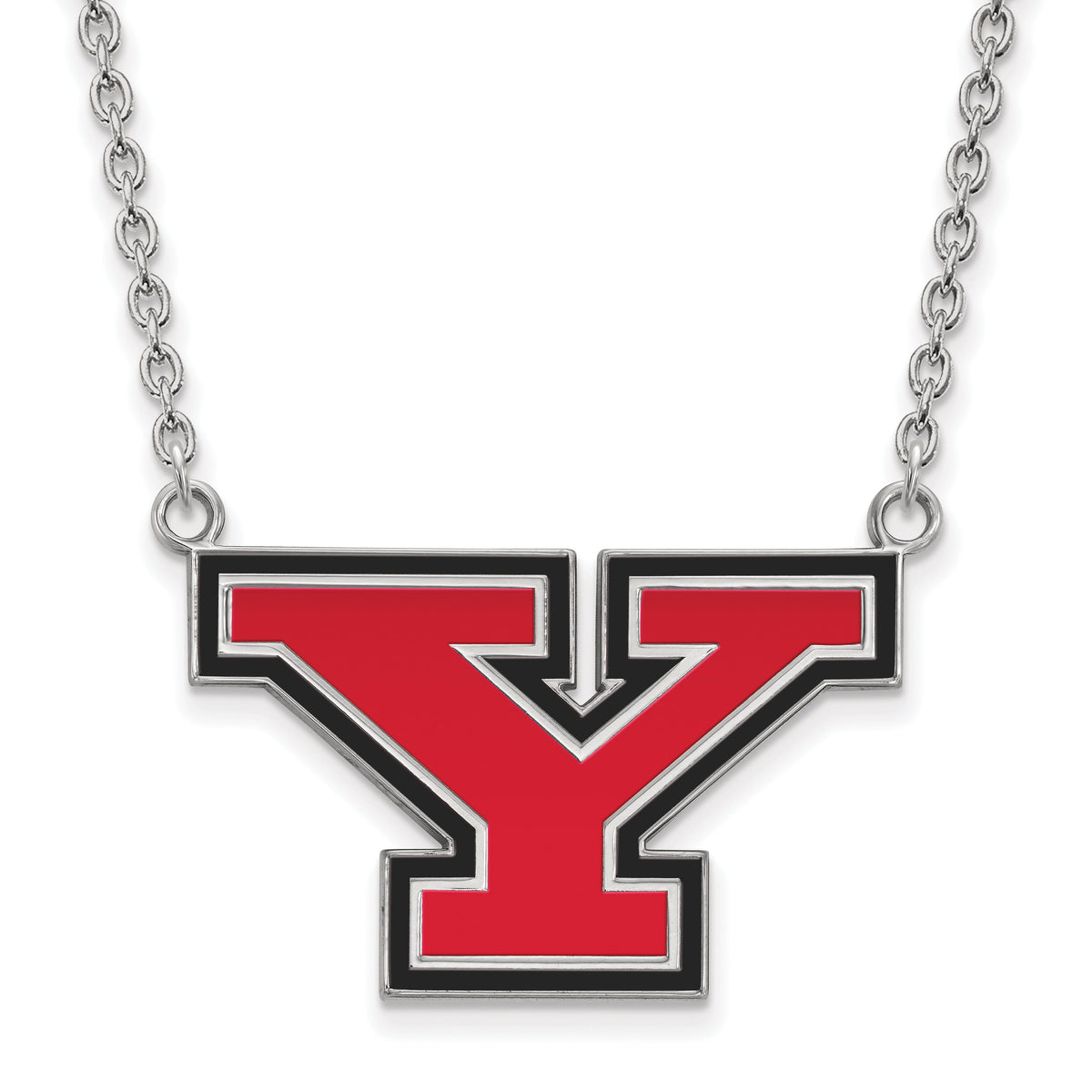 LogoArt Sterling Silver Youngstown State University Large Enamel Pendant Necklace