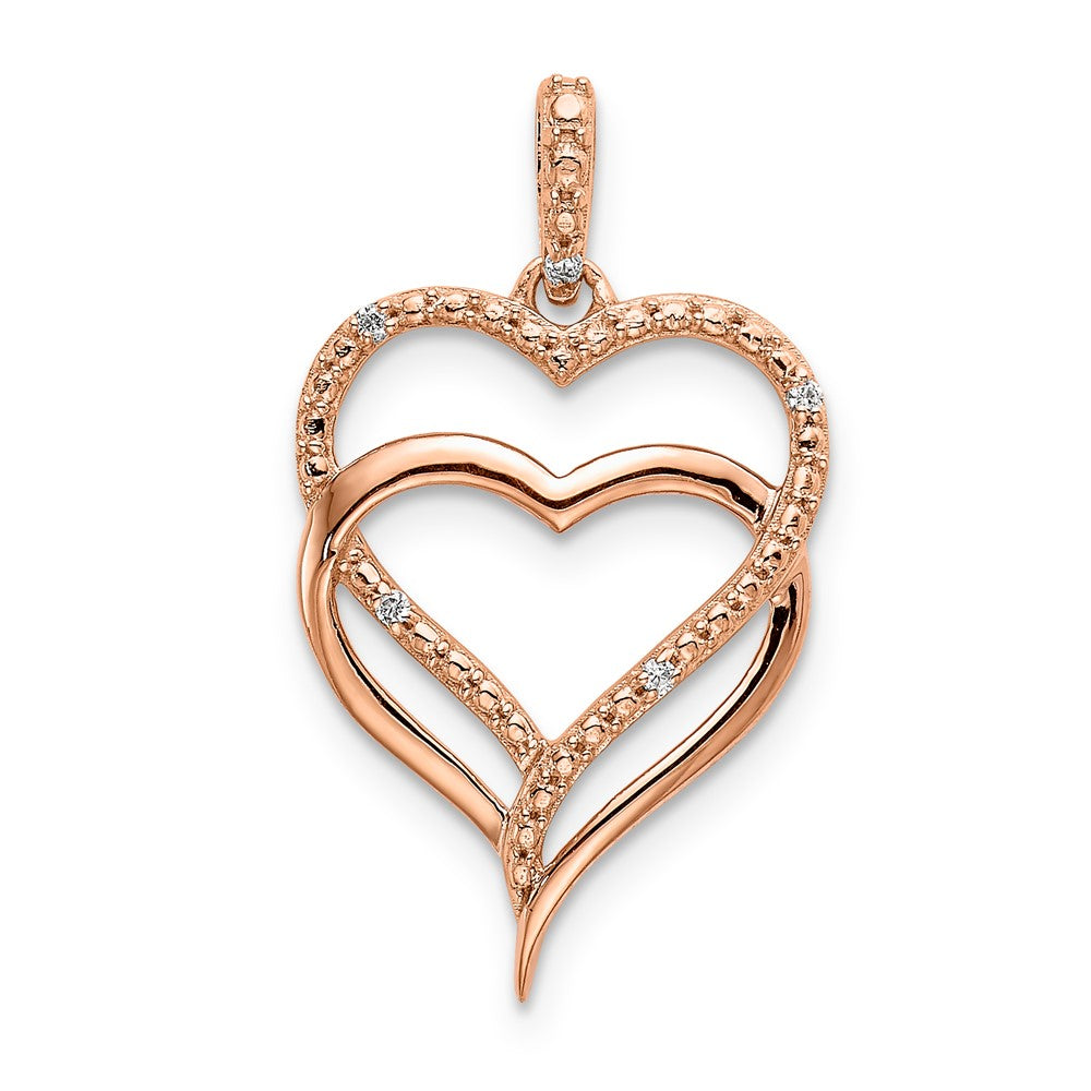 no chain-10k RG Diamond Heart Pendant- Rd 5- .004 DIAS Mel: S43