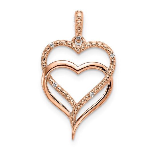no chain-10k RG Diamond Heart Pendant- Rd 5- .004 DIAS Mel: S43