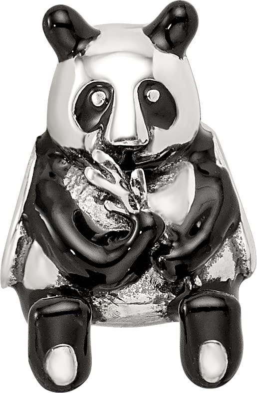 Sterling Silver Reflections Black Enamel Mama Panda Bead
