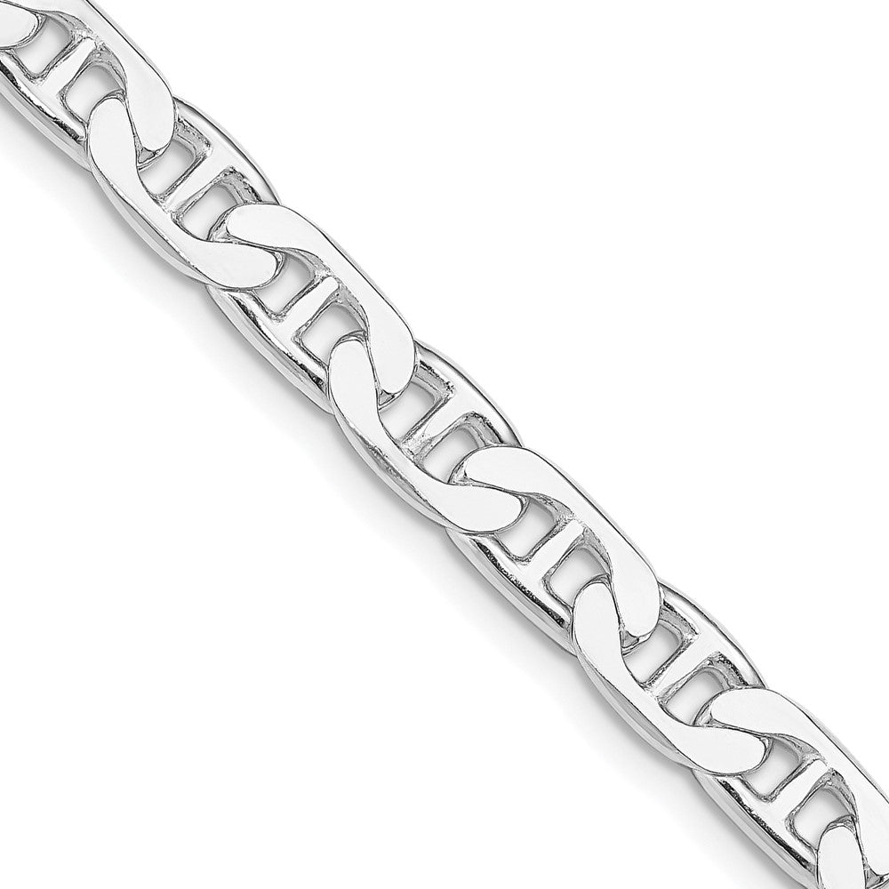 Sterling Silver Rhodium-plated 6.5mm Flat Anchor Chain 22 Inches