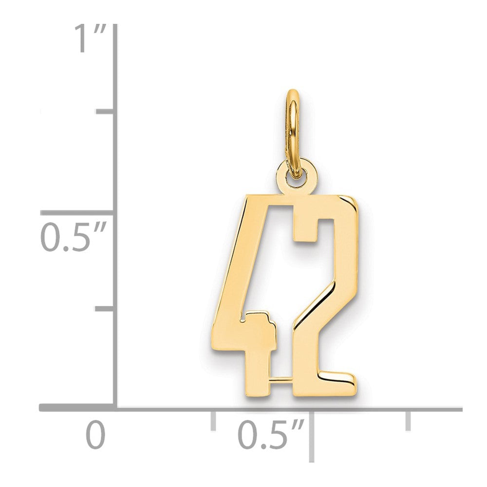 14k Small Elongated Number 42 Charm