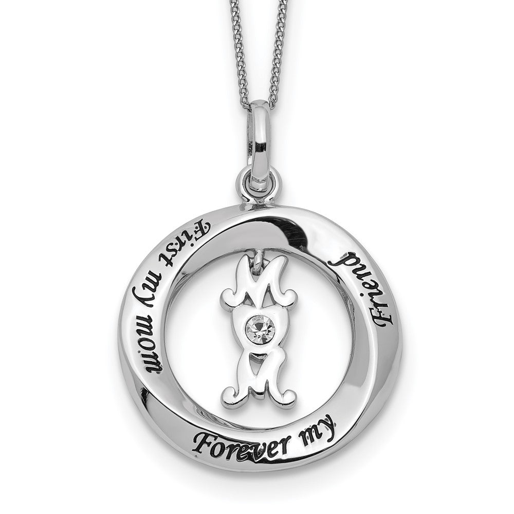 Sterling Silver CZ FIRST MY MOM, FOREVER MY FRIEND Necklace 18 Inches