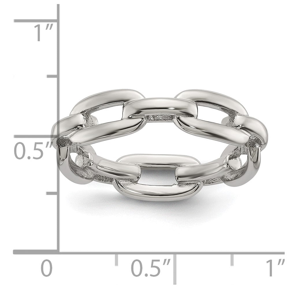 Chisel Stainless Steel Polished 6mm Chain Link Design Ring Size - 7