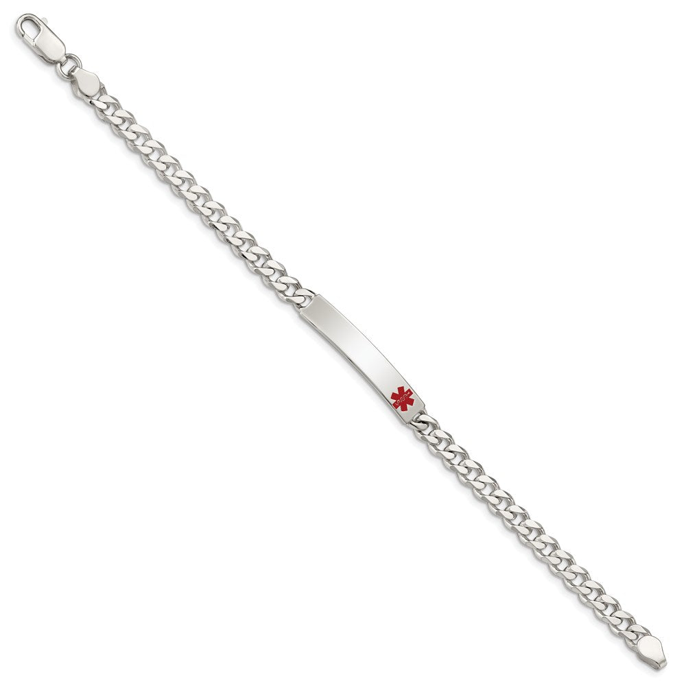 Sterling Silver Polished Medical Curb Link ID Bracelet 7.5 inches