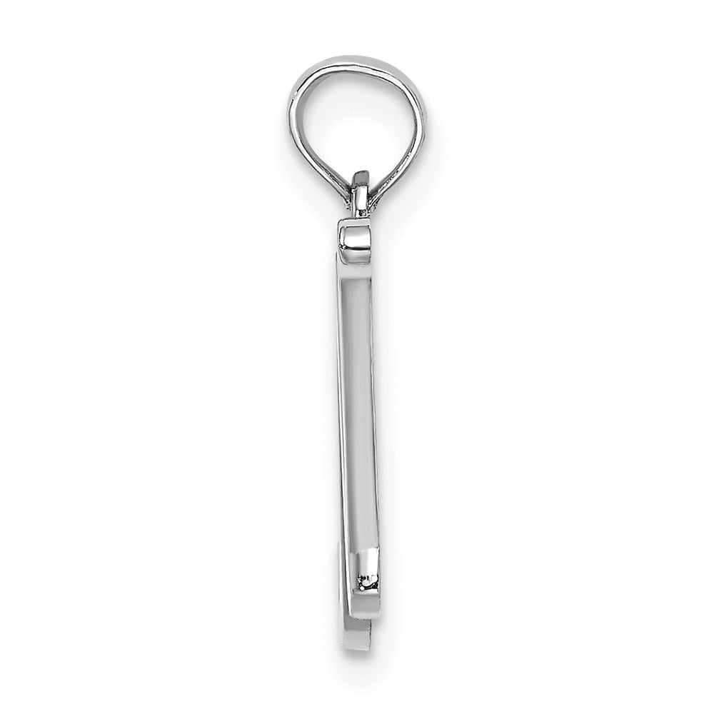 10K White Gold Polished N Script Initial Charm