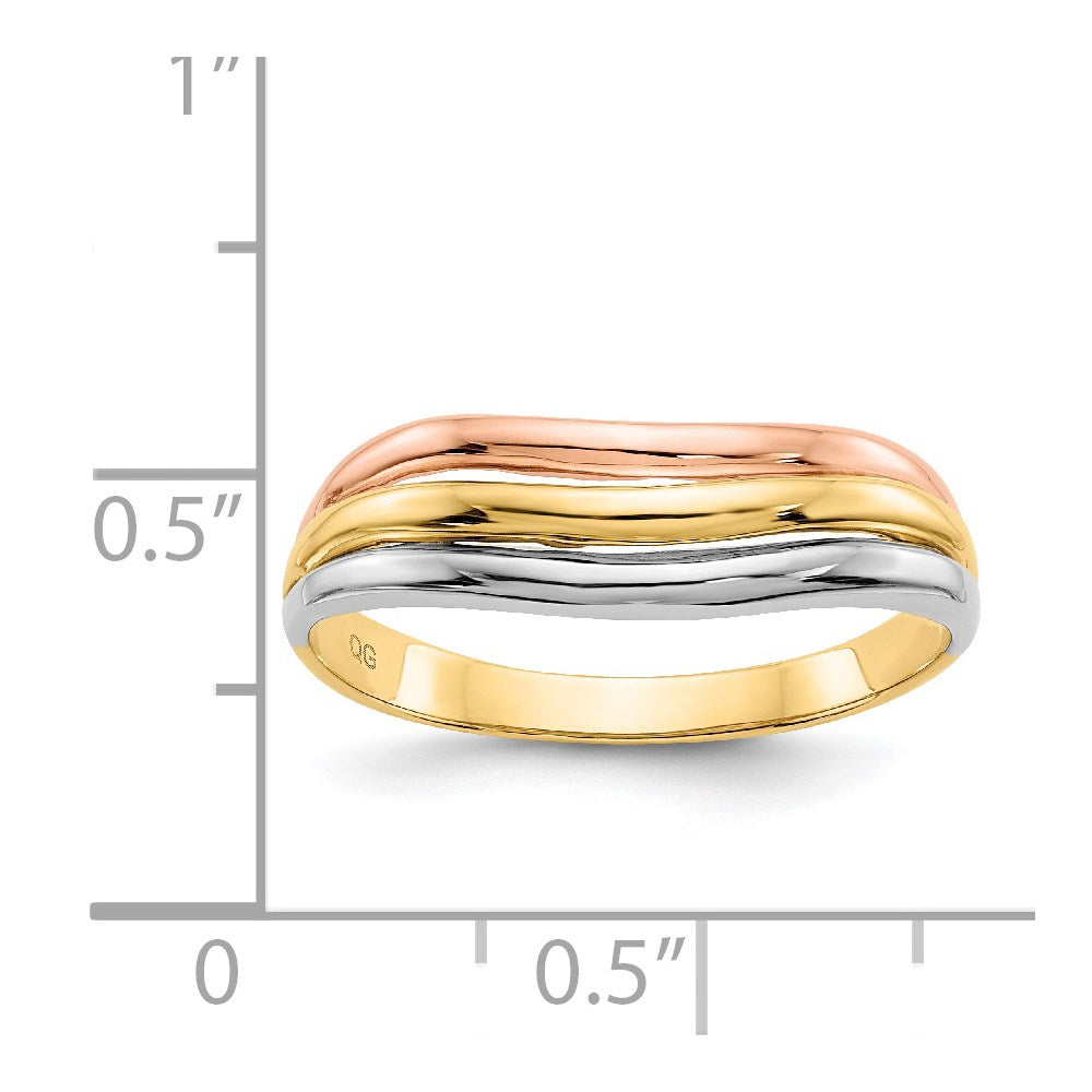 14K Tri-Color Open Fancy Ring Size 7