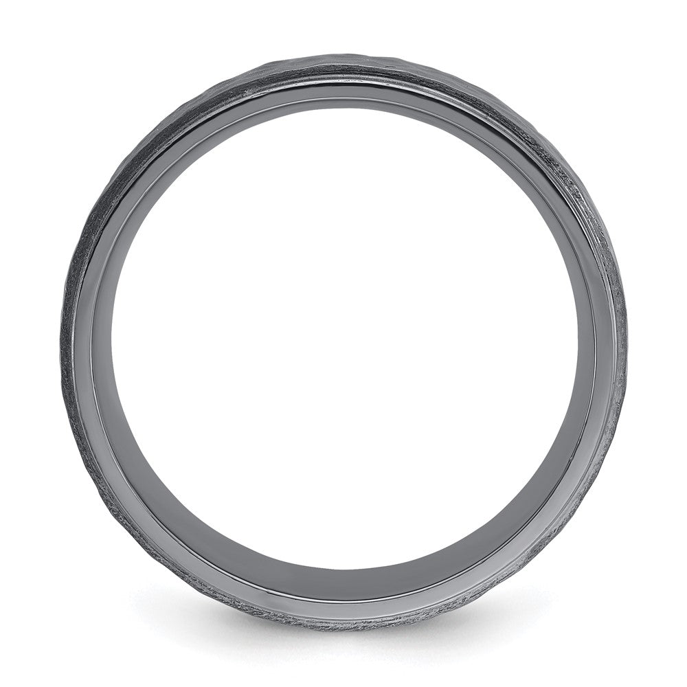 Chisel Tantalum Brushed and Polished Hammered Center 8mm Beveled Edge Band Size - 13