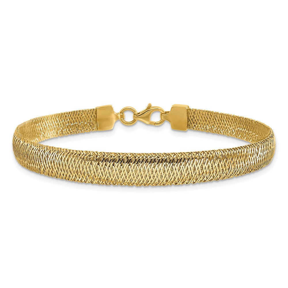 14K Polished Woven Dome Bracelet 7.5  inches