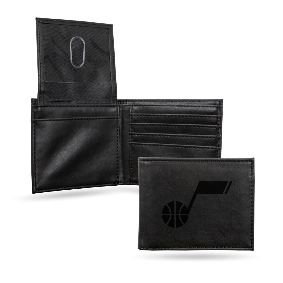 Utah NBA Jazz Laser Engraved Black Billfold Wallet