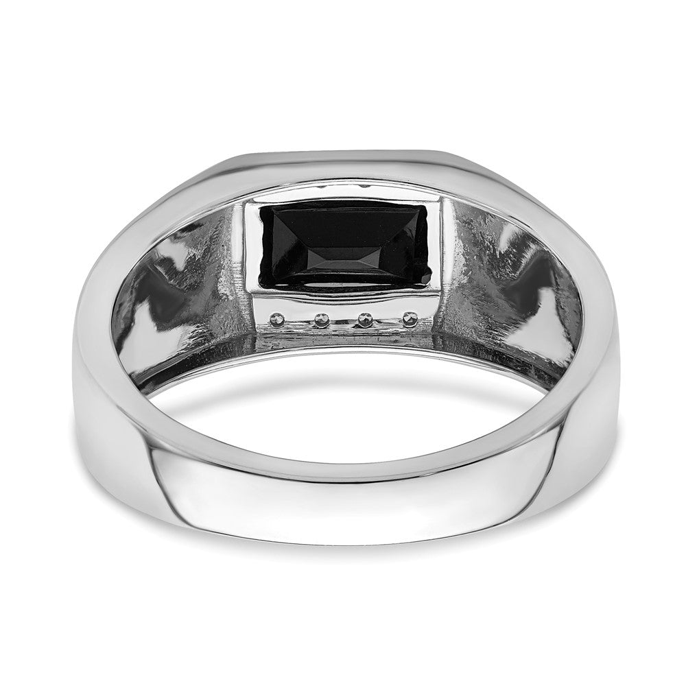 Sterling Silver Onyx & Diamond Ring Rd 8- .005ct- Stone:A Dia:S33