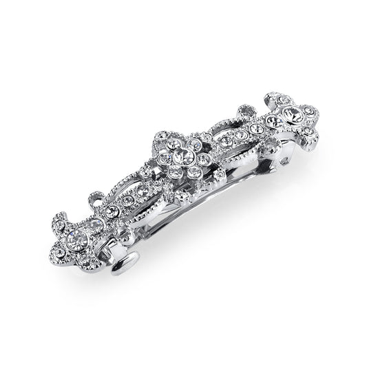 1928 Jewelry Women's Fleur De Cristal Bridal Bar Barrette, (1 Pcs)