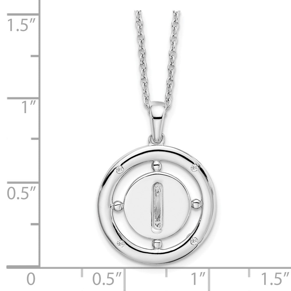 White Ice Sterling Silver Rhodium-plated 18 Inch Diamond Letter I Initial Necklace with 2 Inch Extender 18 Inches