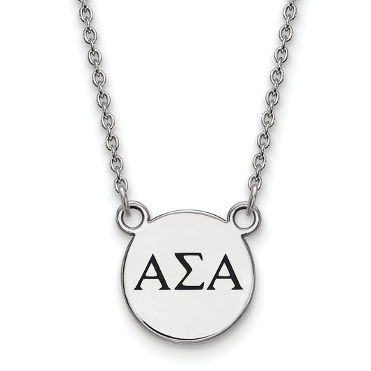 Sterling Silver 18in Official Licensed Greek Sororities Alpha Sigma Alpha (???) XS Enamel Pendant w/Necklace
