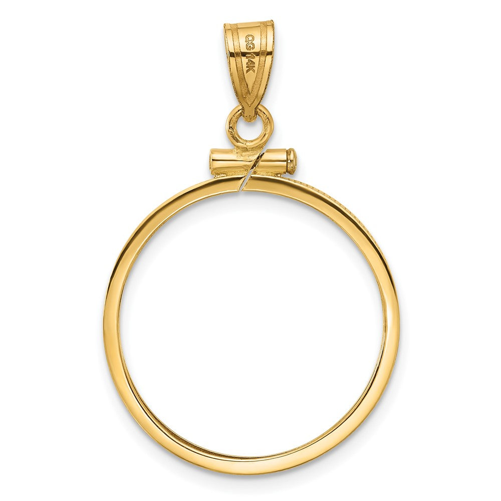 Wideband Distinguished Coin Jewelry 14k Polished 21.6mm x 1.7mm Screw Top Coin Bezel Pendant
